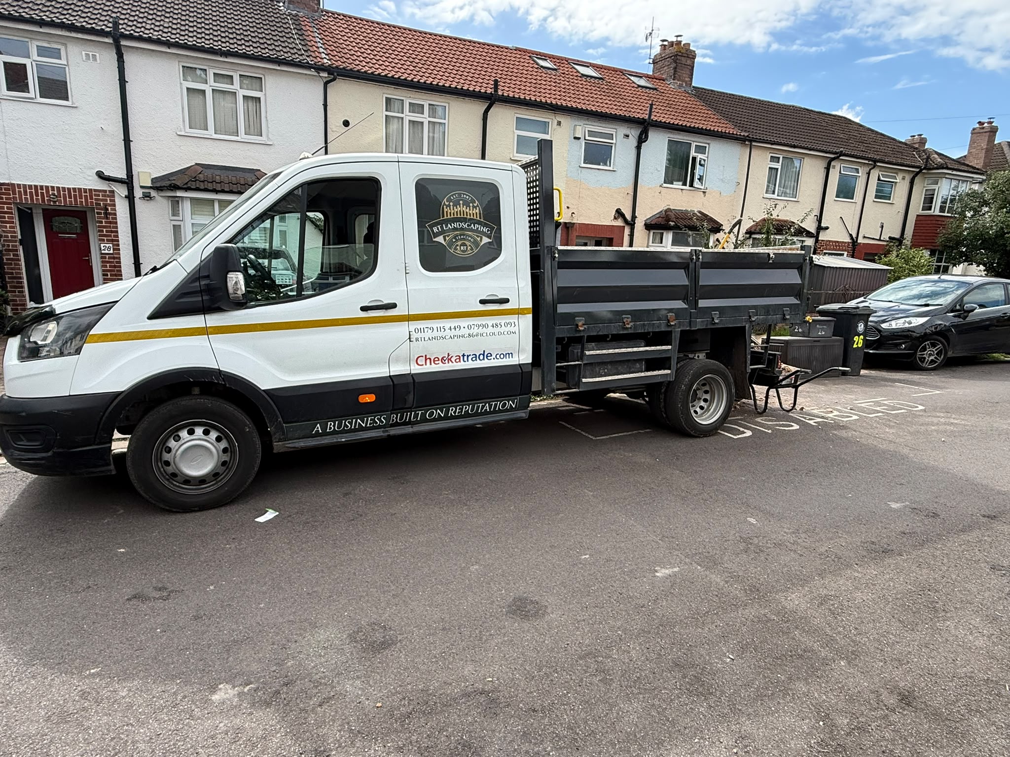 RT Landscaping branded tipper vehicle